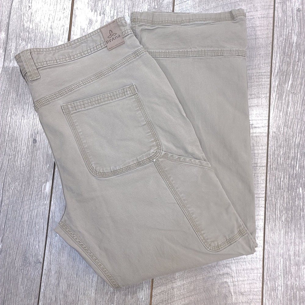 Prana Breathe Canvas Pants Mens 35x29 Khaki Tan Straight Leg Utility Pocket